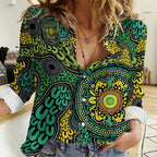 Personalised Aboriginal Art People Symbol Women Casual Shirt