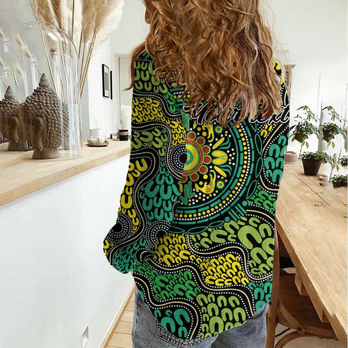 Personalised Aboriginal Art People Symbol Women Casual Shirt