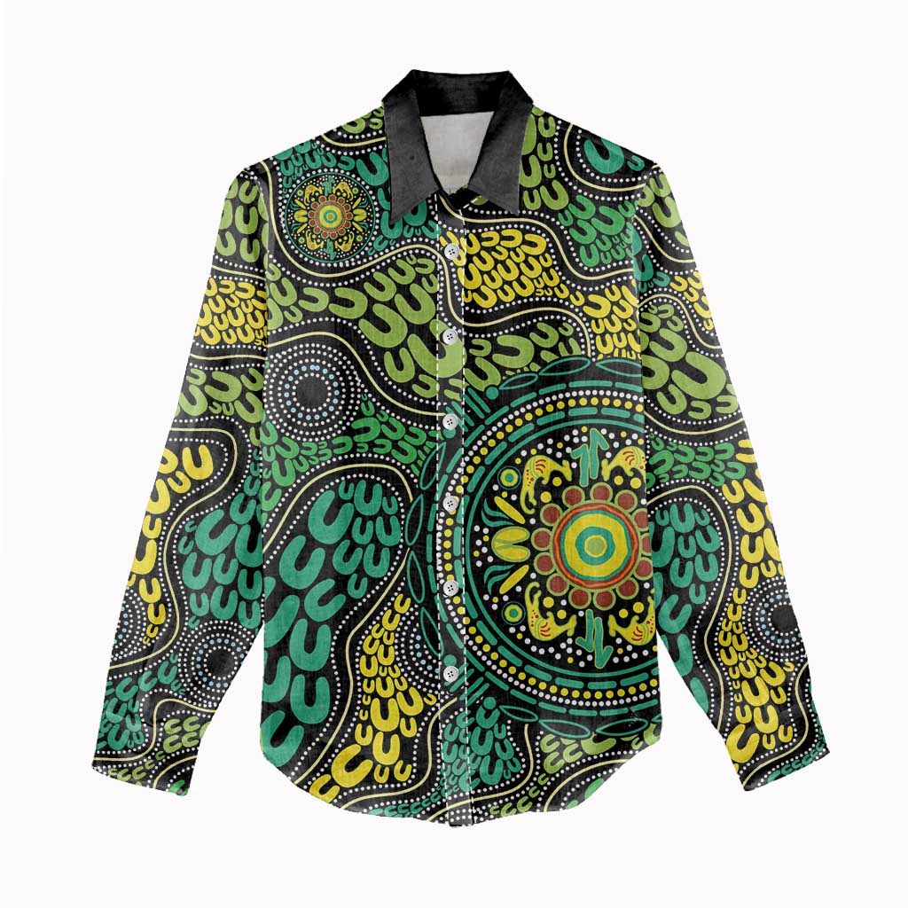Personalised Aboriginal Art People Symbol Women Casual Shirt