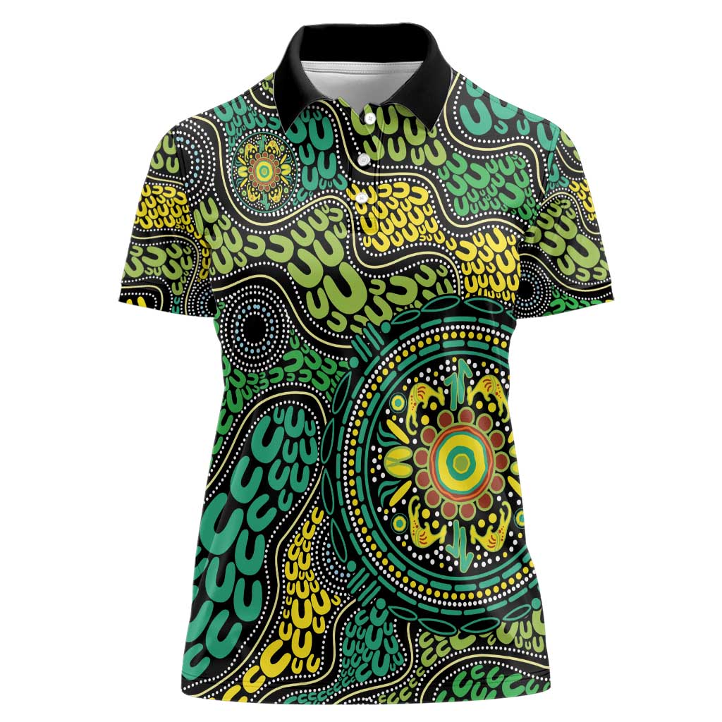 Personalised Aboriginal Art People Symbol Women Polo Shirt