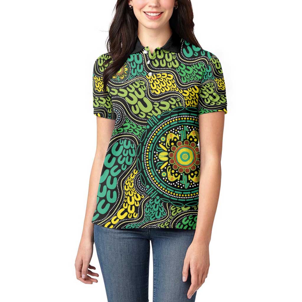 Personalised Aboriginal Art People Symbol Women Polo Shirt