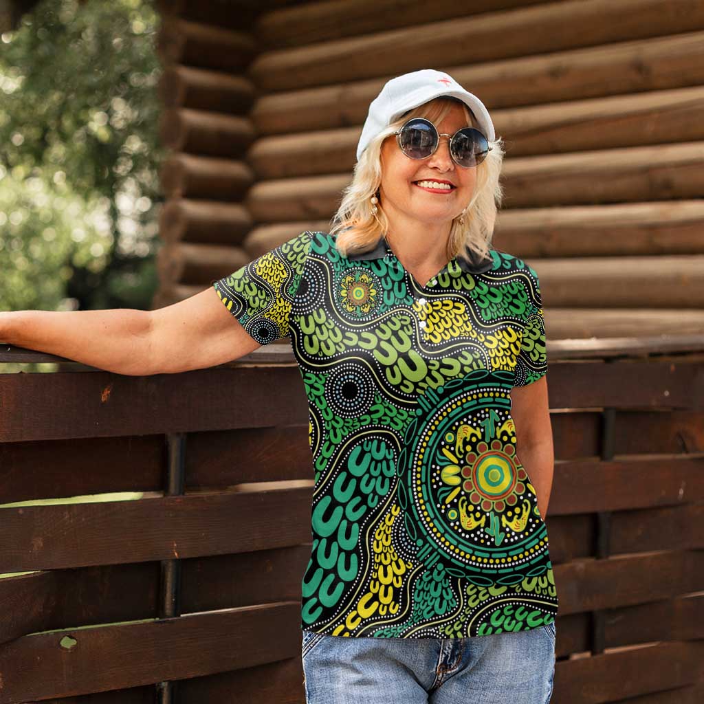 Personalised Aboriginal Art People Symbol Women Polo Shirt