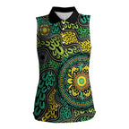 Personalised Aboriginal Art People Symbol Women Sleeveless Polo Shirt