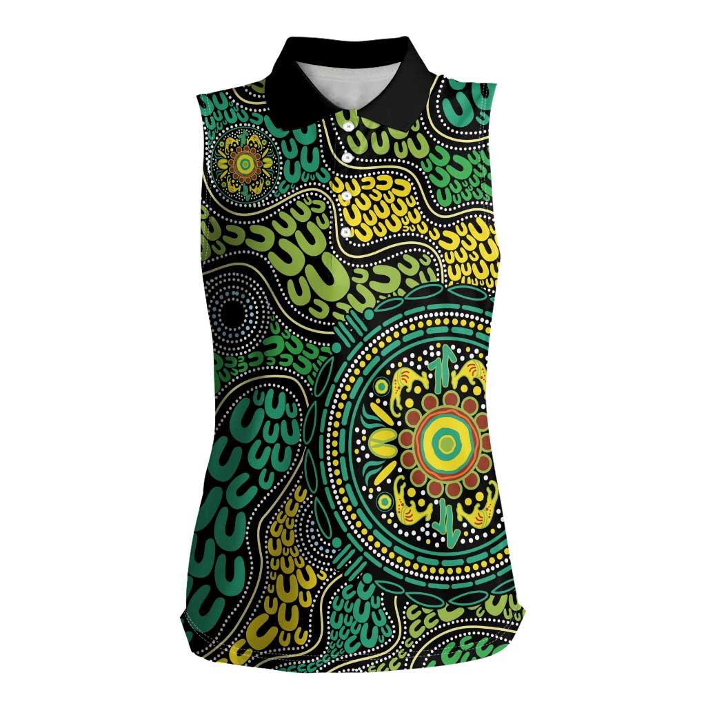 Personalised Aboriginal Art People Symbol Women Sleeveless Polo Shirt