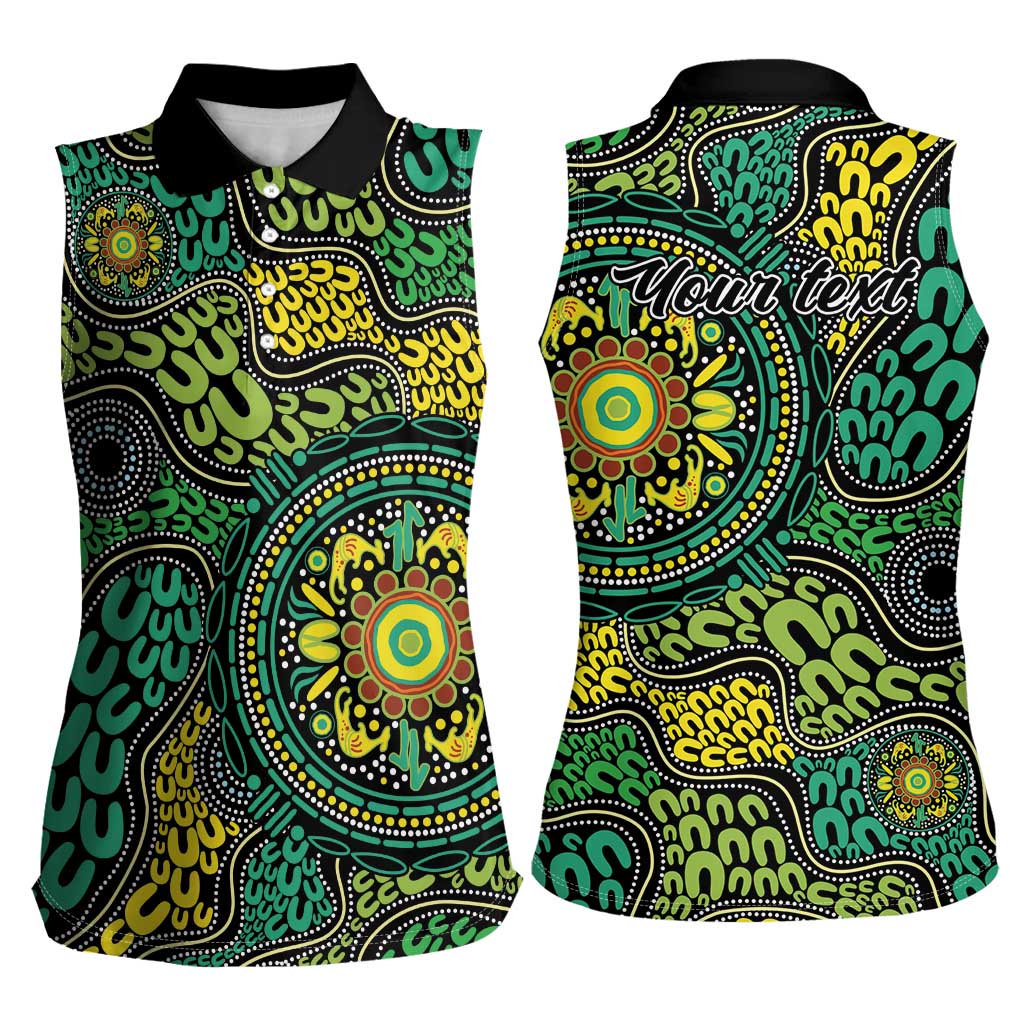 Personalised Aboriginal Art People Symbol Women Sleeveless Polo Shirt