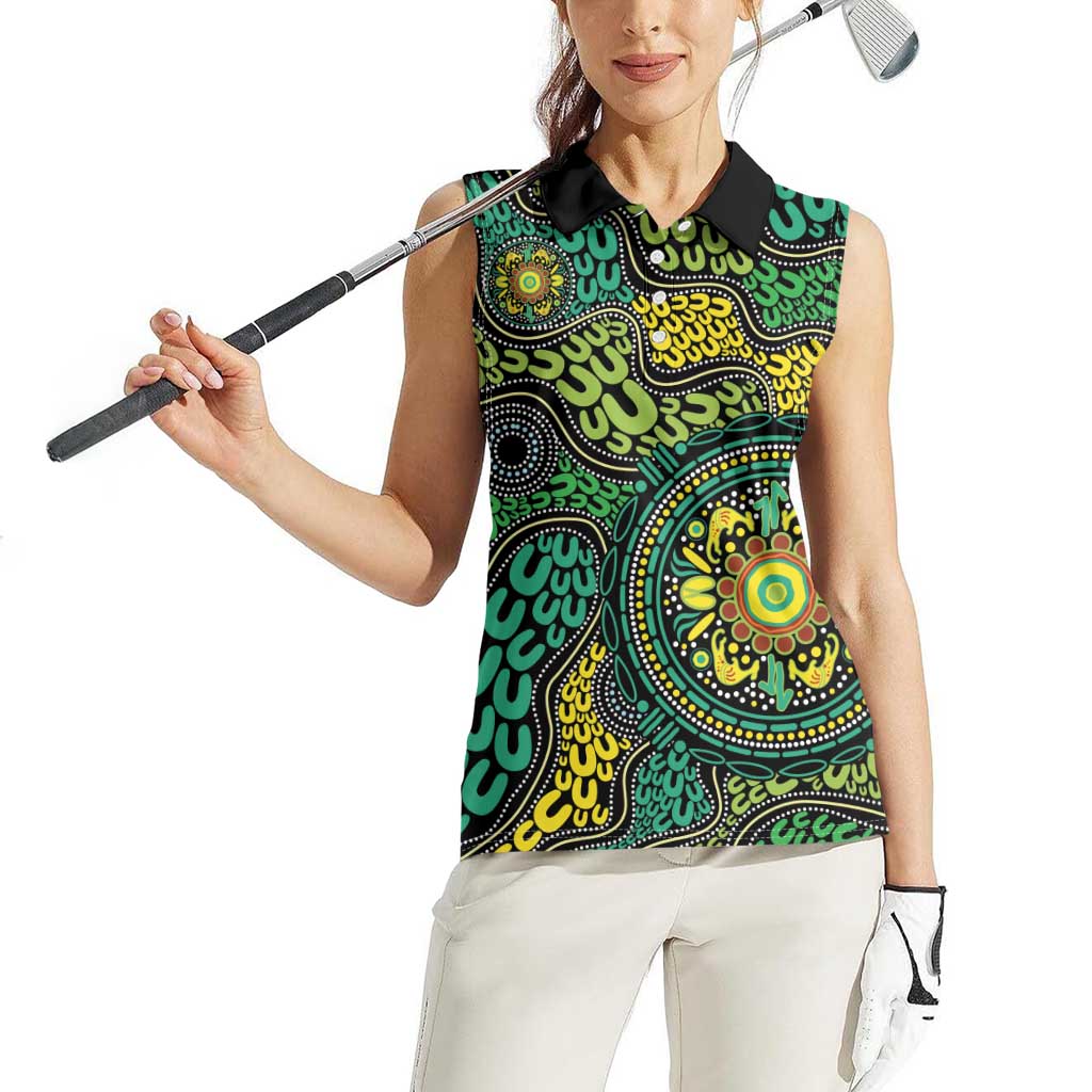 Personalised Aboriginal Art People Symbol Women Sleeveless Polo Shirt