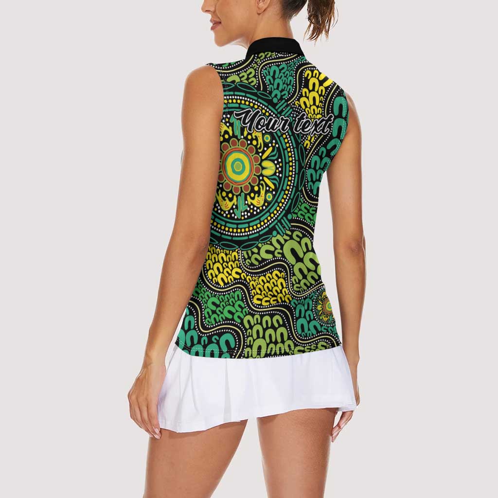 Personalised Aboriginal Art People Symbol Women Sleeveless Polo Shirt