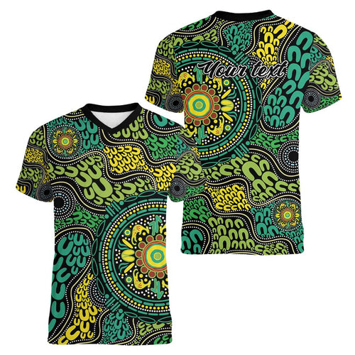 Personalised Aboriginal Art People Symbol Women V-Neck T-Shirt