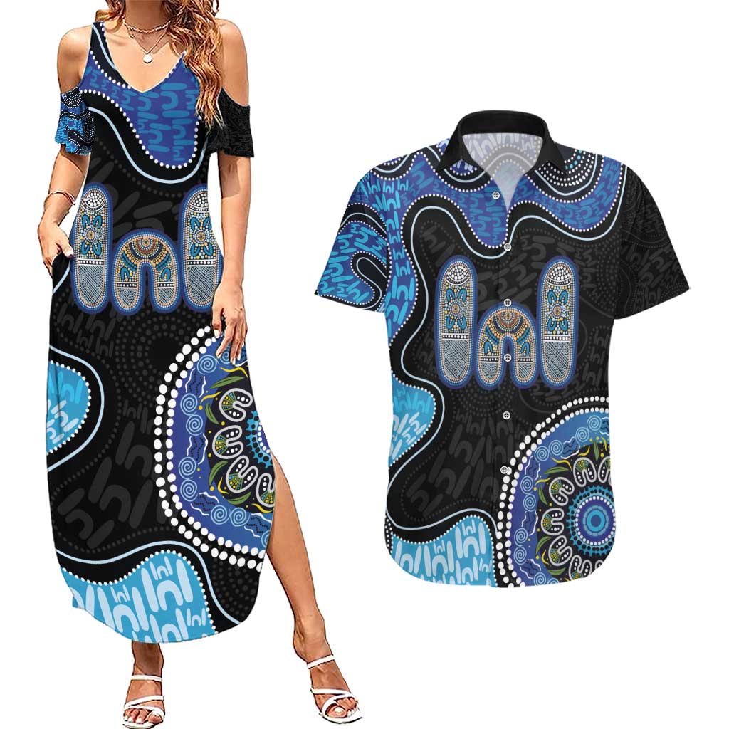 Personalised Aboriginal Art Woman Symbol Couples Matching Summer Maxi Dress and Hawaiian Shirt