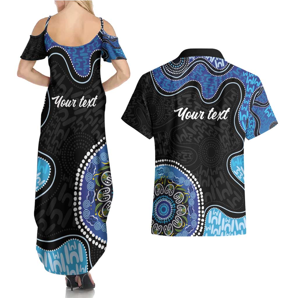 Personalised Aboriginal Art Woman Symbol Couples Matching Summer Maxi Dress and Hawaiian Shirt
