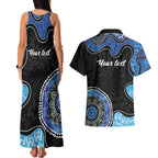 Personalised Aboriginal Art Woman Symbol Couples Matching Tank Maxi Dress and Hawaiian Shirt