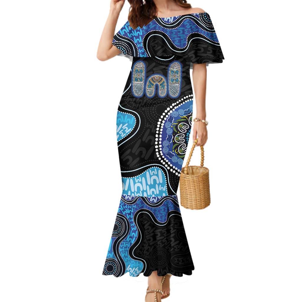 Personalised Aboriginal Art Woman Symbol Family Matching Mermaid Dress and Hawaiian Shirt