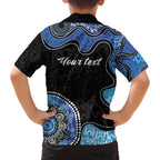 Personalised Aboriginal Art Woman Symbol Family Matching Off The Shoulder Long Sleeve Dress and Hawaiian Shirt