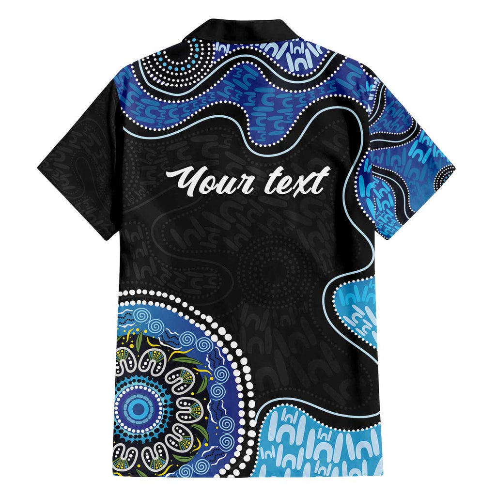 Personalised Aboriginal Art Woman Symbol Family Matching Off The Shoulder Long Sleeve Dress and Hawaiian Shirt