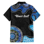 Personalised Aboriginal Art Woman Symbol Family Matching Off The Shoulder Long Sleeve Dress and Hawaiian Shirt