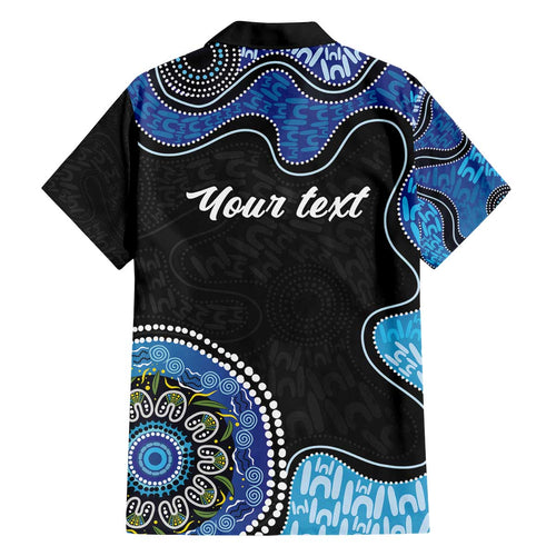 Personalised Aboriginal Art Woman Symbol Family Matching Off The Shoulder Long Sleeve Dress and Hawaiian Shirt
