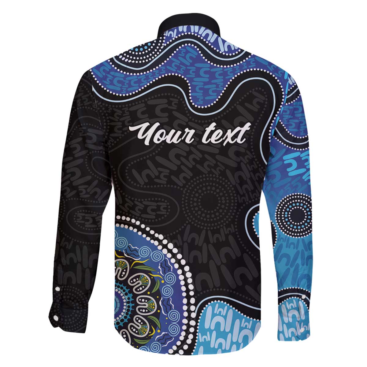 Personalised Aboriginal Art Woman Symbol Family Matching Off The Shoulder Long Sleeve Dress and Hawaiian Shirt