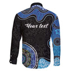 Personalised Aboriginal Art Woman Symbol Family Matching Off The Shoulder Long Sleeve Dress and Hawaiian Shirt