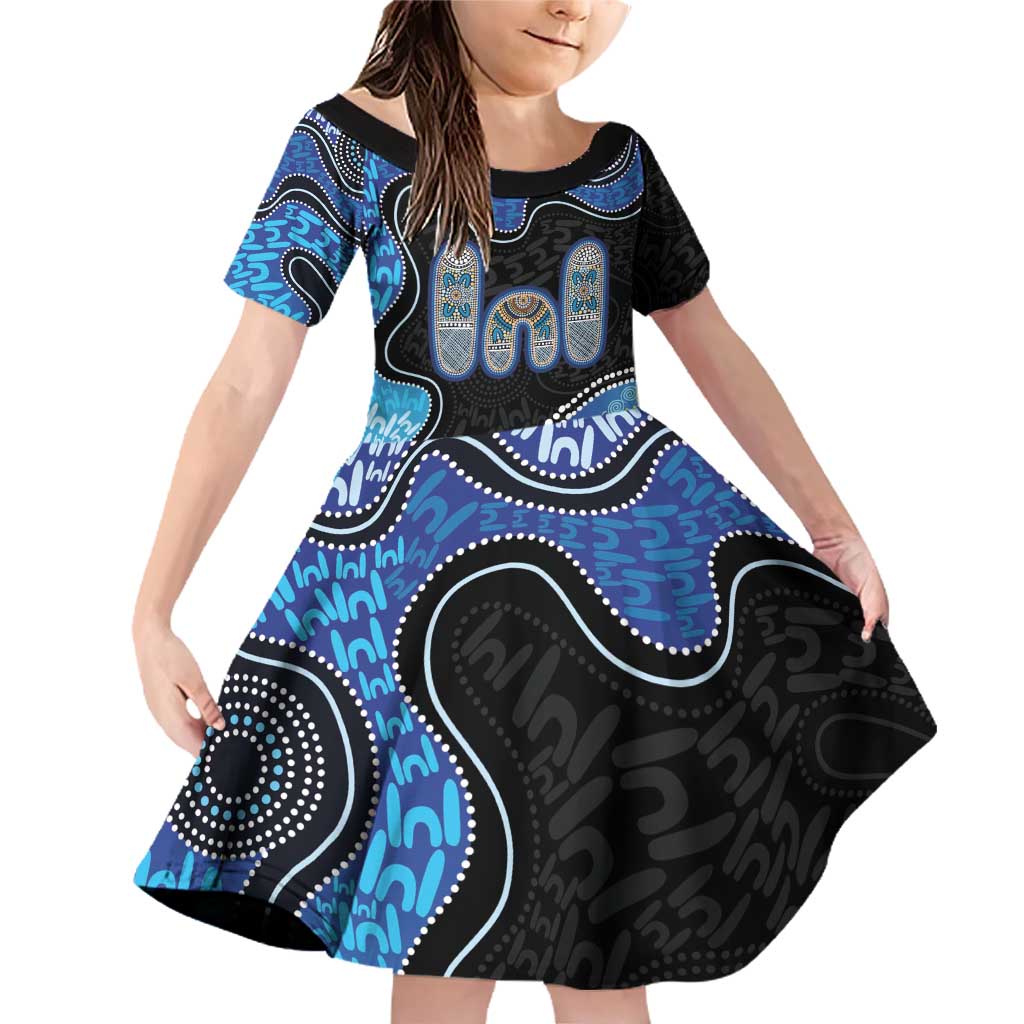 Personalised Aboriginal Art Woman Symbol Family Matching Off Shoulder Short Dress and Hawaiian Shirt