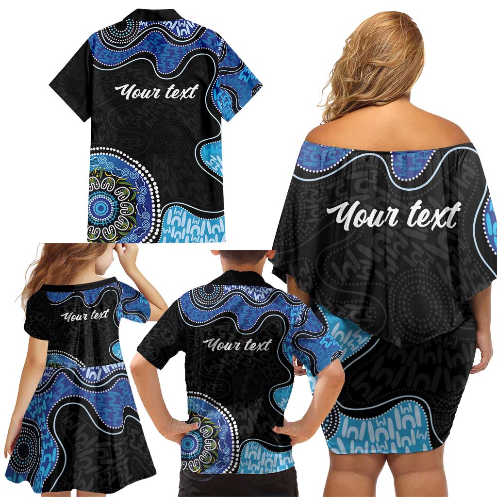 Personalised Aboriginal Art Woman Symbol Family Matching Off Shoulder Short Dress and Hawaiian Shirt
