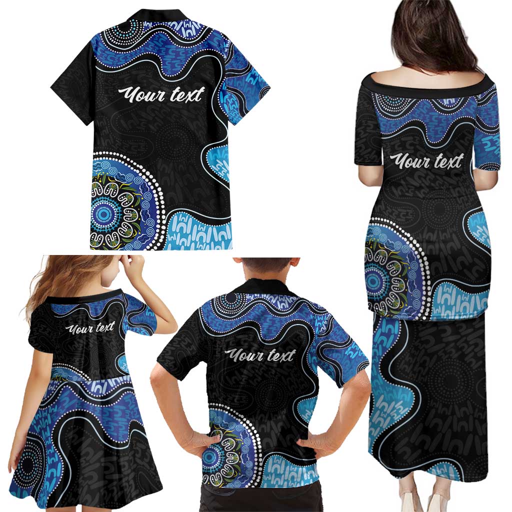 Personalised Aboriginal Art Woman Symbol Family Matching Puletasi and Hawaiian Shirt