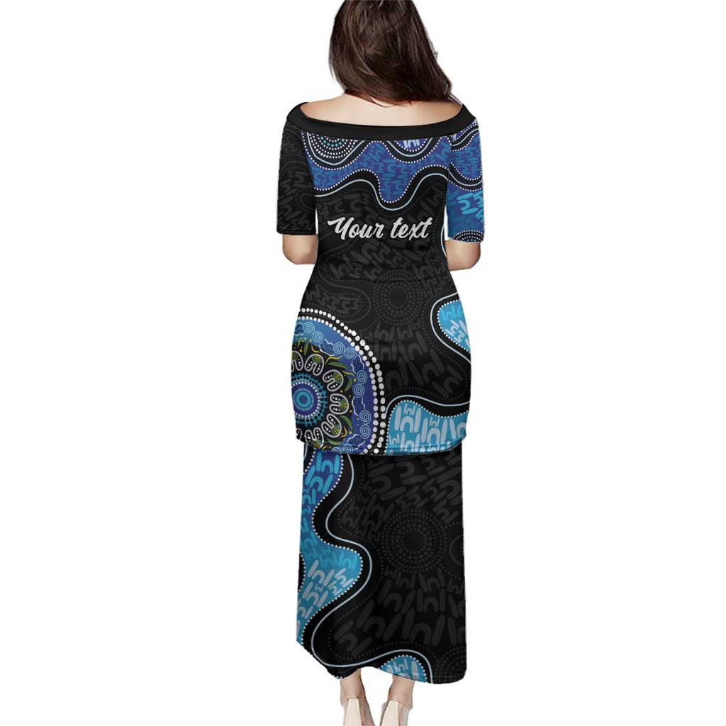Personalised Aboriginal Art Woman Symbol Family Matching Puletasi and Hawaiian Shirt