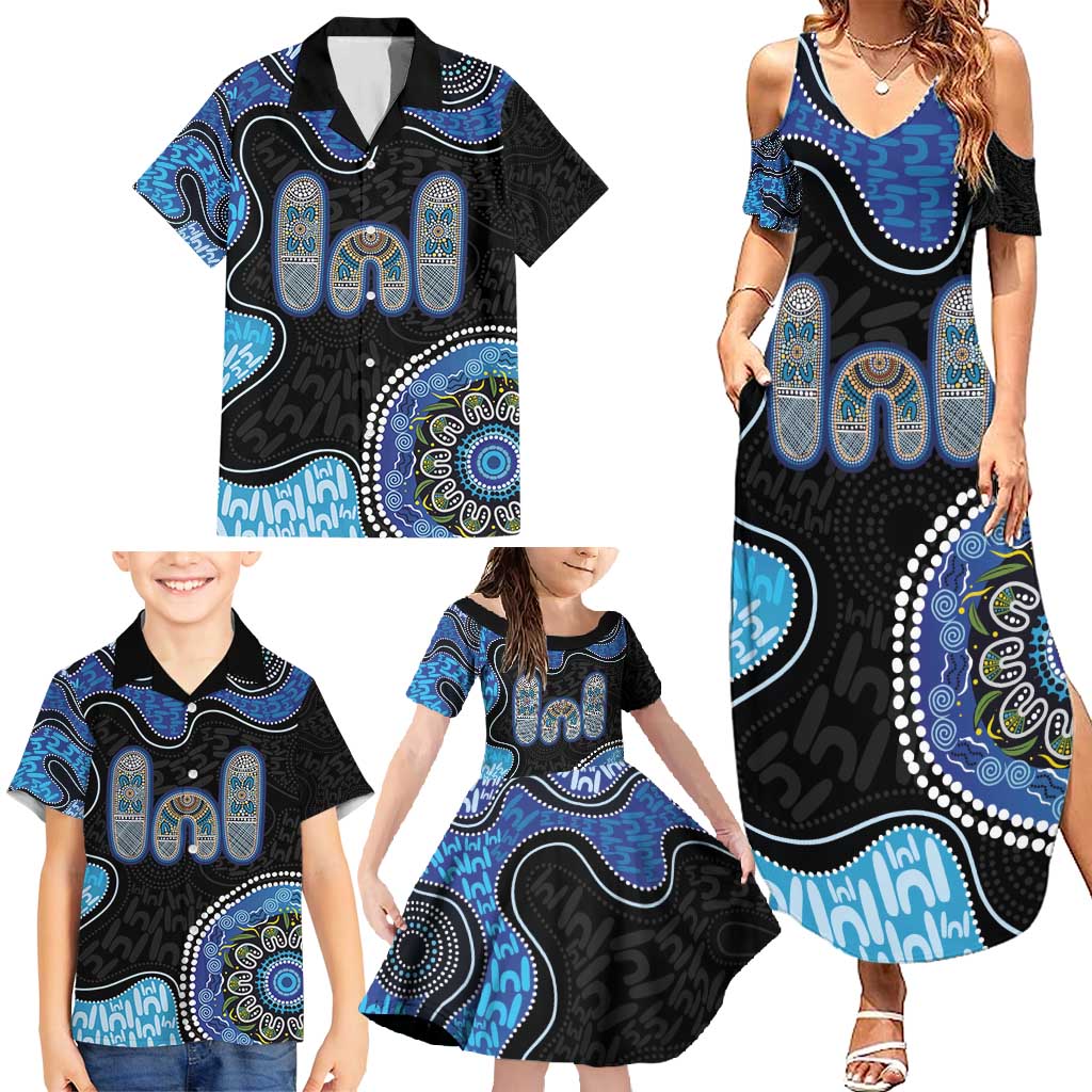 Personalised Aboriginal Art Woman Symbol Family Matching Summer Maxi Dress and Hawaiian Shirt