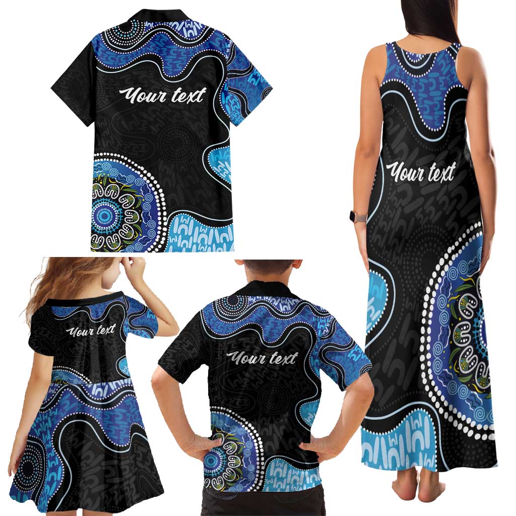 Personalised Aboriginal Art Woman Symbol Family Matching Tank Maxi Dress and Hawaiian Shirt