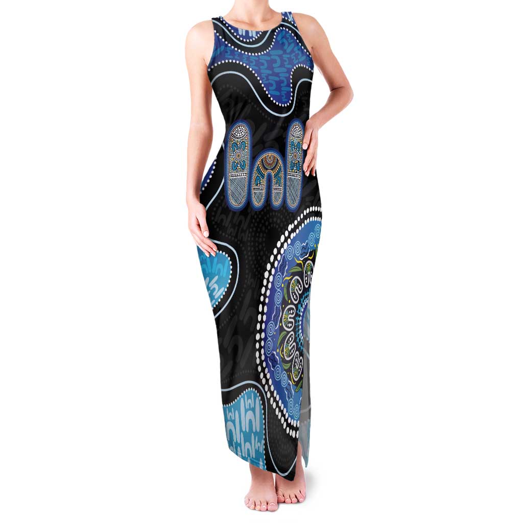 Personalised Aboriginal Art Woman Symbol Family Matching Tank Maxi Dress and Hawaiian Shirt