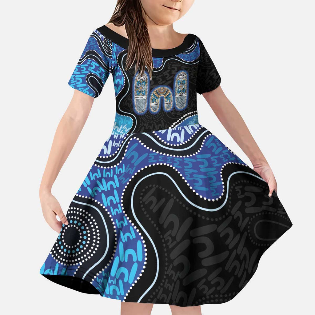 Personalised Aboriginal Art Woman Symbol Kid Short Sleeve Dress