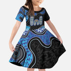 Personalised Aboriginal Art Woman Symbol Kid Short Sleeve Dress