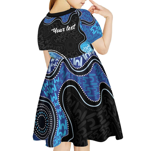 Personalised Aboriginal Art Woman Symbol Kid Short Sleeve Dress
