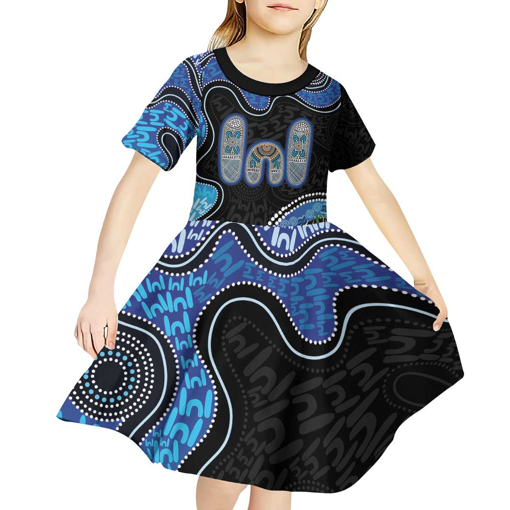 Personalised Aboriginal Art Woman Symbol Kid Short Sleeve Dress