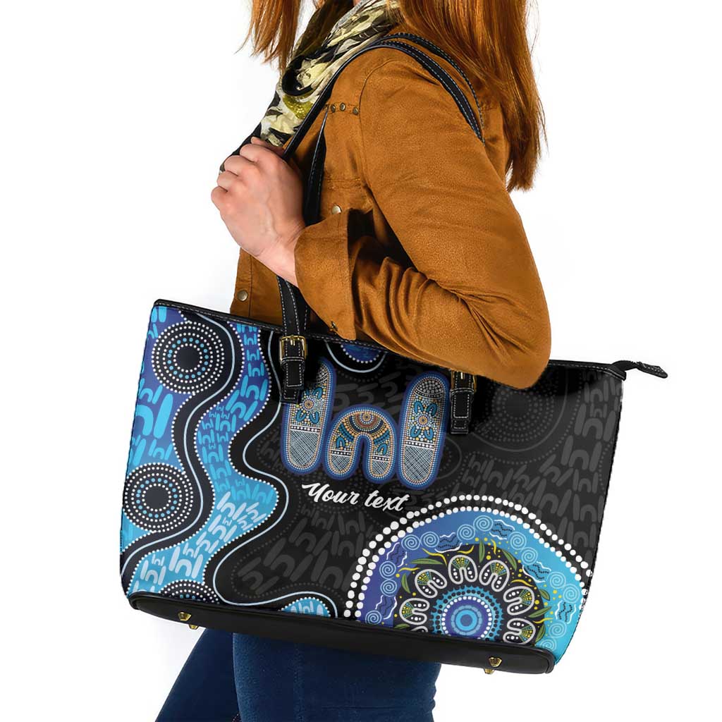 Personalised Aboriginal Art Woman Symbol Leather Tote Bag