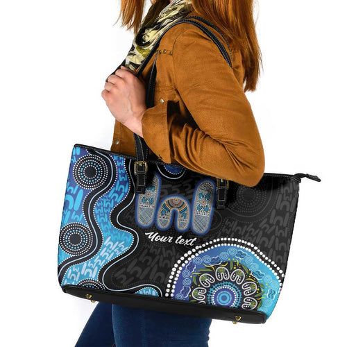 Personalised Aboriginal Art Woman Symbol Leather Tote Bag