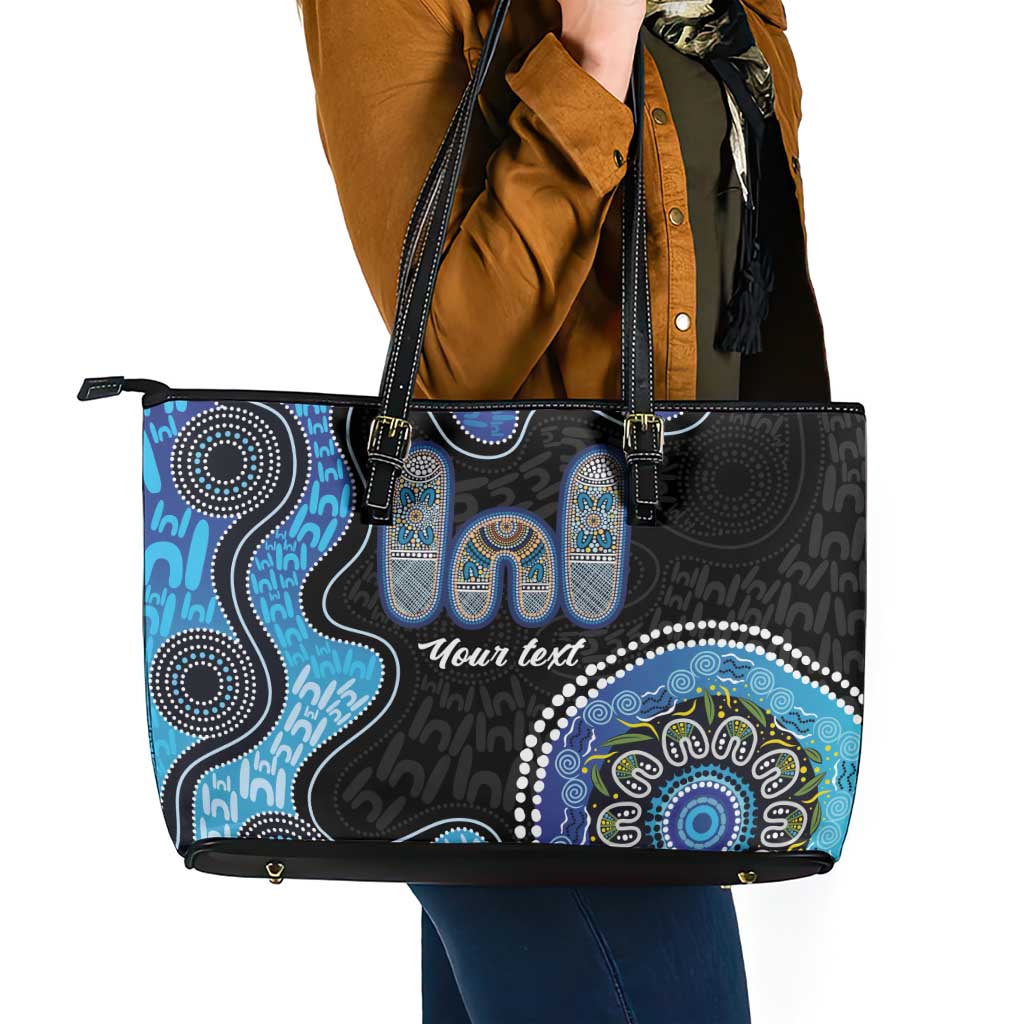 Personalised Aboriginal Art Woman Symbol Leather Tote Bag