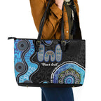 Personalised Aboriginal Art Woman Symbol Leather Tote Bag
