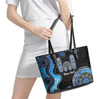 Personalised Aboriginal Art Woman Symbol Leather Tote Bag