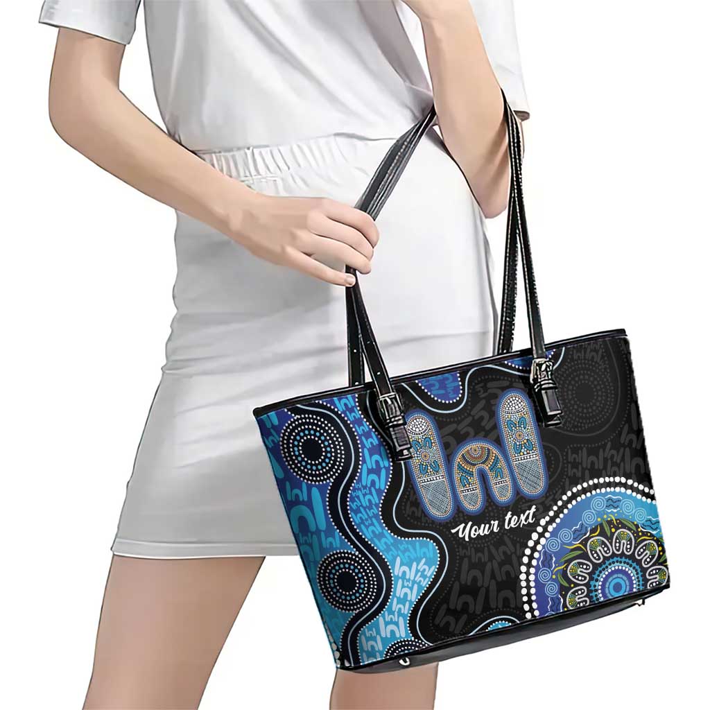 Personalised Aboriginal Art Woman Symbol Leather Tote Bag