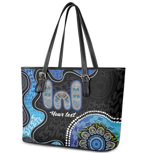 Personalised Aboriginal Art Woman Symbol Leather Tote Bag