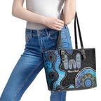 Personalised Aboriginal Art Woman Symbol Leather Tote Bag