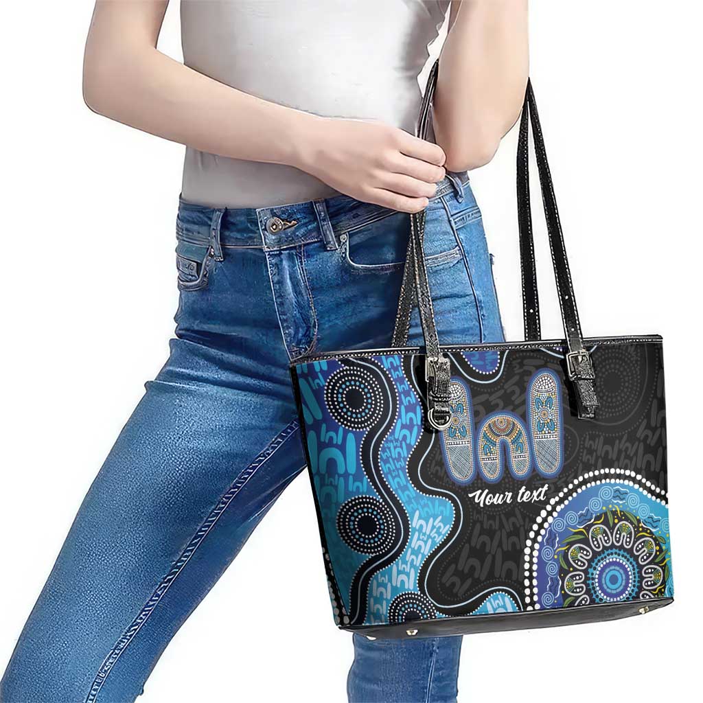 Personalised Aboriginal Art Woman Symbol Leather Tote Bag