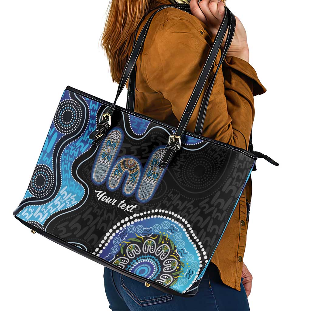 Personalised Aboriginal Art Woman Symbol Leather Tote Bag
