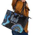 Personalised Aboriginal Art Woman Symbol Leather Tote Bag