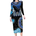 Personalised Aboriginal Art Woman Symbol Long Sleeve Bodycon Dress