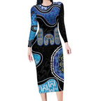 Personalised Aboriginal Art Woman Symbol Long Sleeve Bodycon Dress