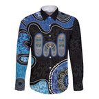 Personalised Aboriginal Art Woman Symbol Long Sleeve Button Shirt