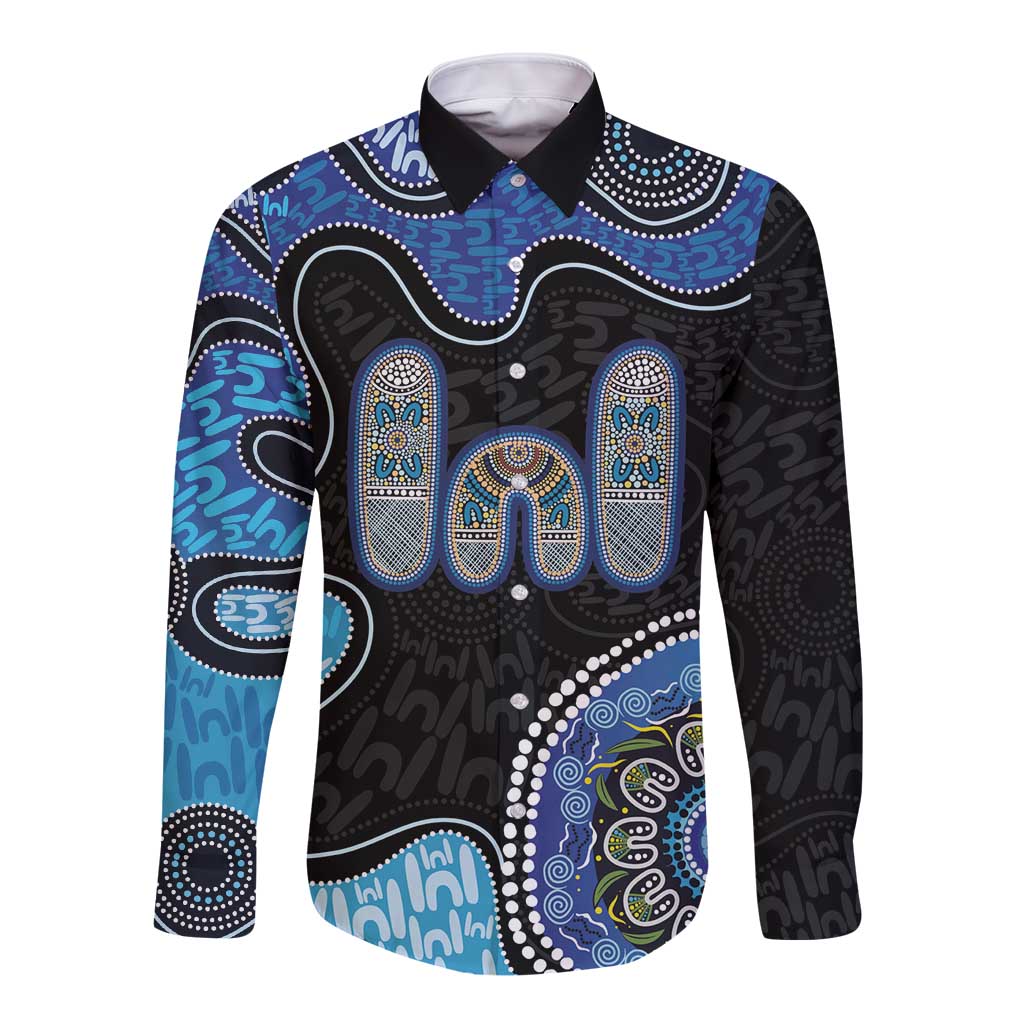 Personalised Aboriginal Art Woman Symbol Long Sleeve Button Shirt