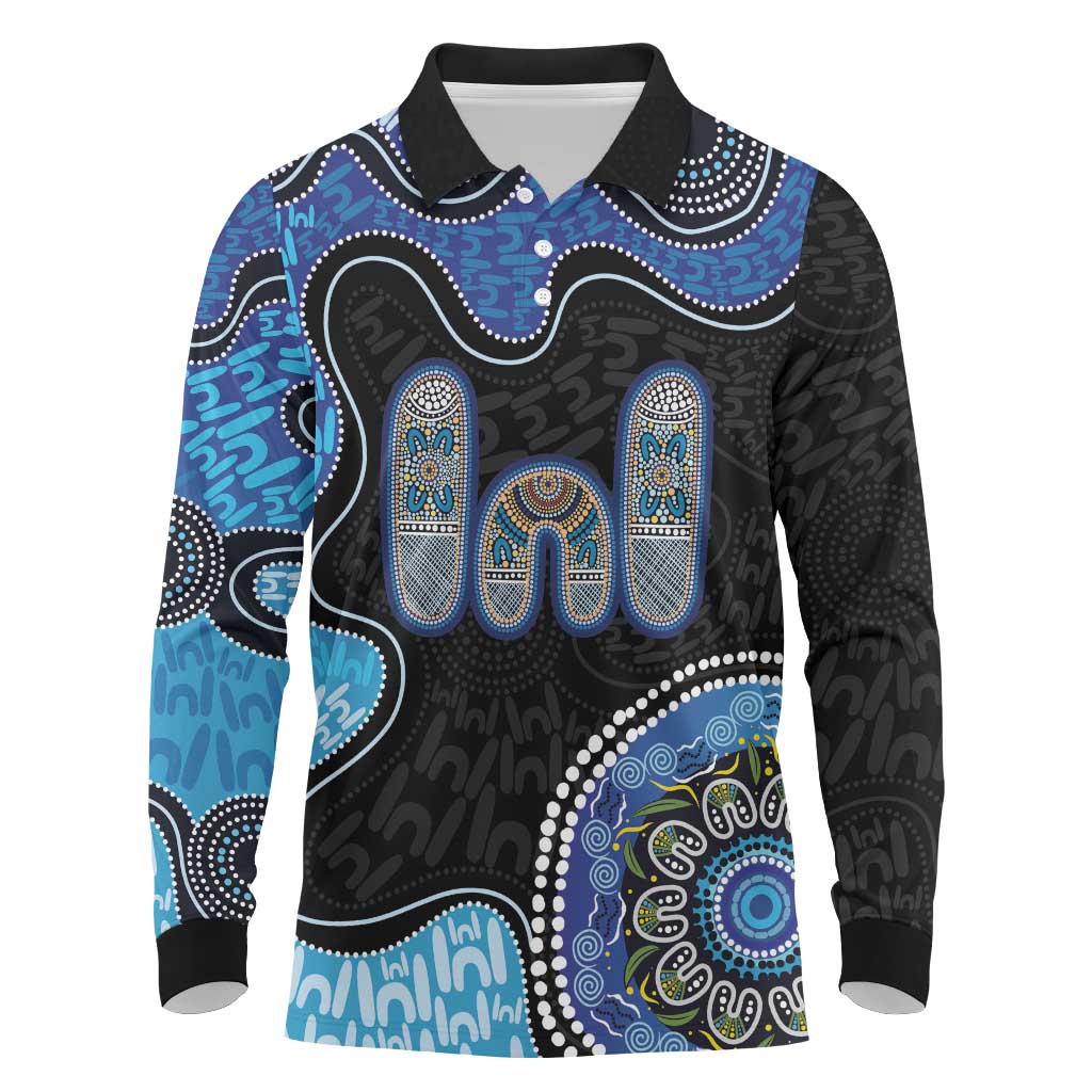 Personalised Aboriginal Art Woman Symbol Long Sleeve Polo Shirt