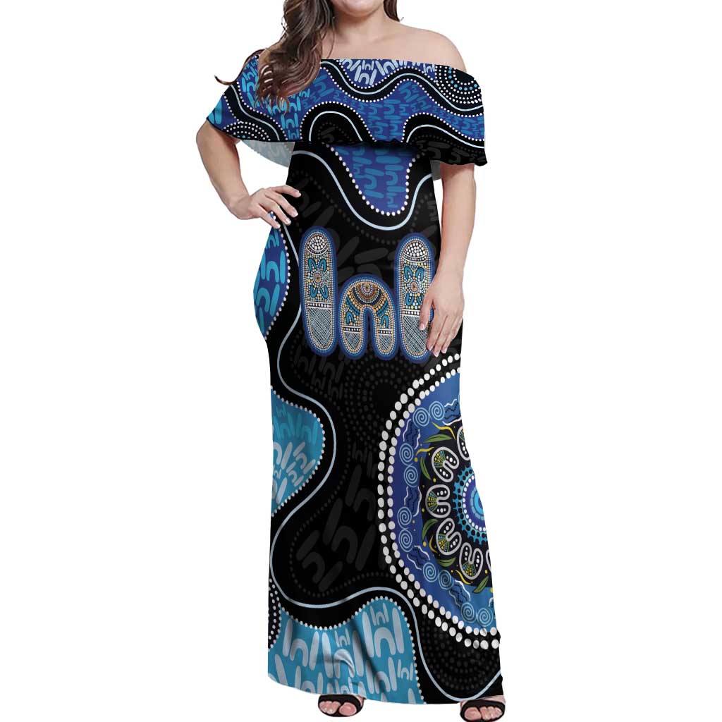 Personalised Aboriginal Art Woman Symbol Off Shoulder Maxi Dress